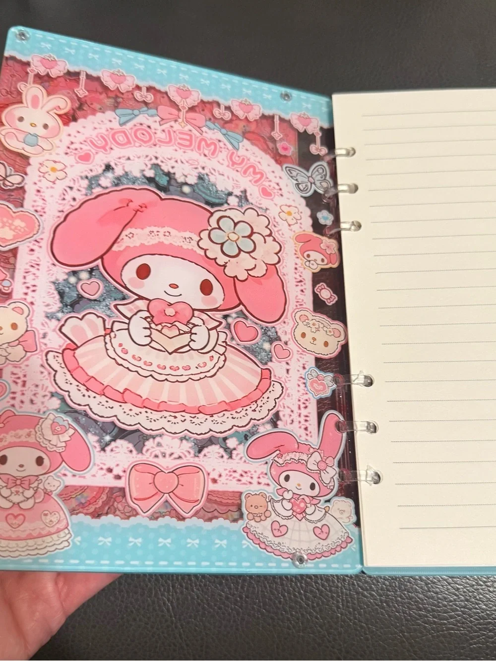 Sanrio My Melody Pink and Aqua Hardcover Ring Notebook